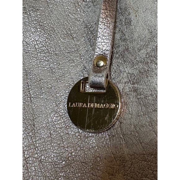 Laura Di Maggio Milano Leather Metallic Taupe Shoulder Bag Italy Designer - Picture 3 of 6
